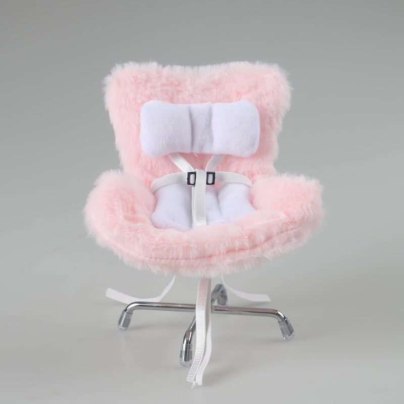 Walant Doll Car Seat Compatible with Labubu, Chair for 10-17cm Dolls - Adjustable Safety Strap, Air Vent Clip & Desktop Stand, Soft Cushion, Cute Car Ornament Gift for Collectors & Fans (Pink) - Image 4